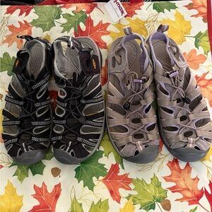 KEEN Whisper Black & Tan sandals set of 2 size 8
